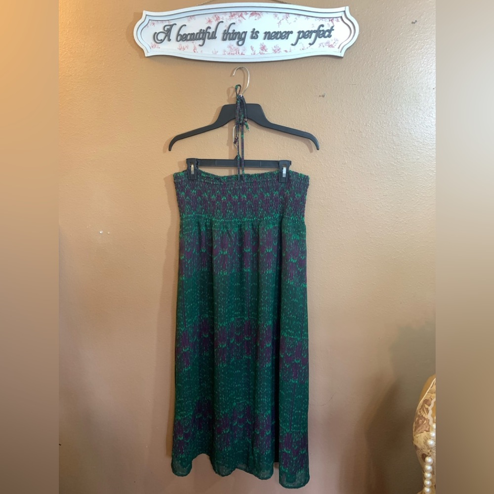 🏷️Limited Sale🏷️Calvin Klein Jeans Purple Green Peacock Bandeau Dress - L